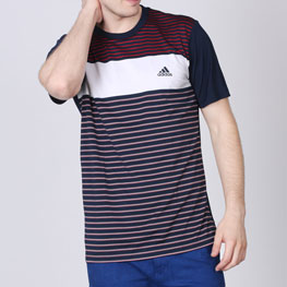 adidas striped men's round neck t-shirt